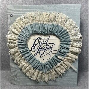Vtg Handcrafted Greeting Card Keeper Binder Taffeta Fabric Frame Cover Organizer
